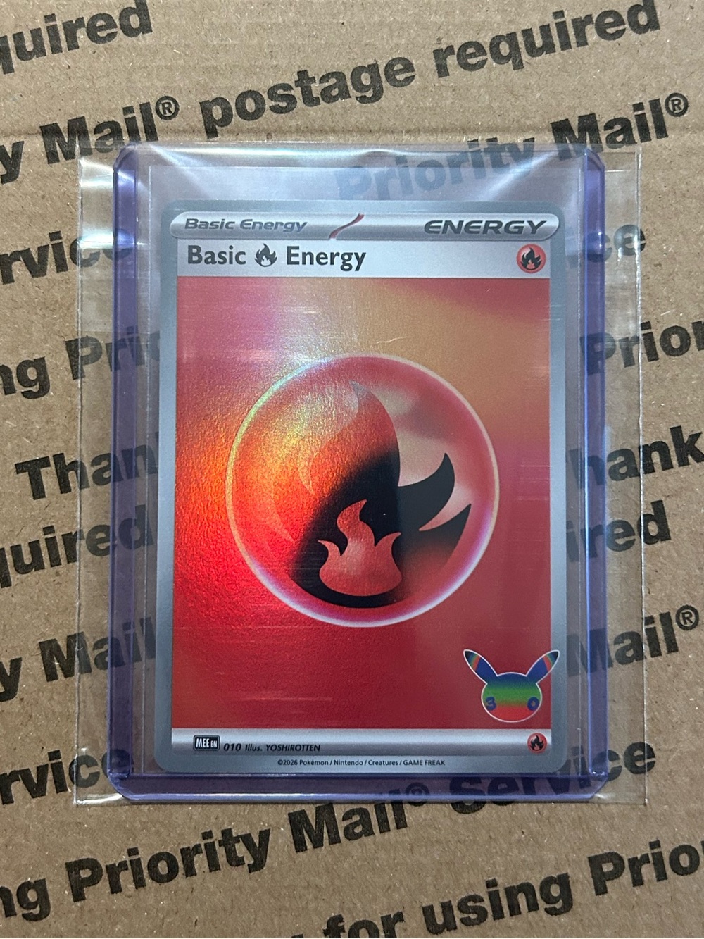 Holo Basic Fire 🔥 Energy 30th Celebration Pokemon TCG Card No. 010